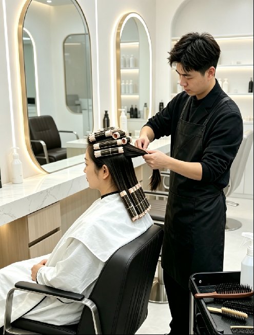 烫发卷杠实操